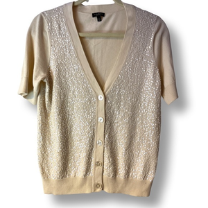Talbots short‎ sleeved cardigan with sequin embellished front.   Size Small nWOT